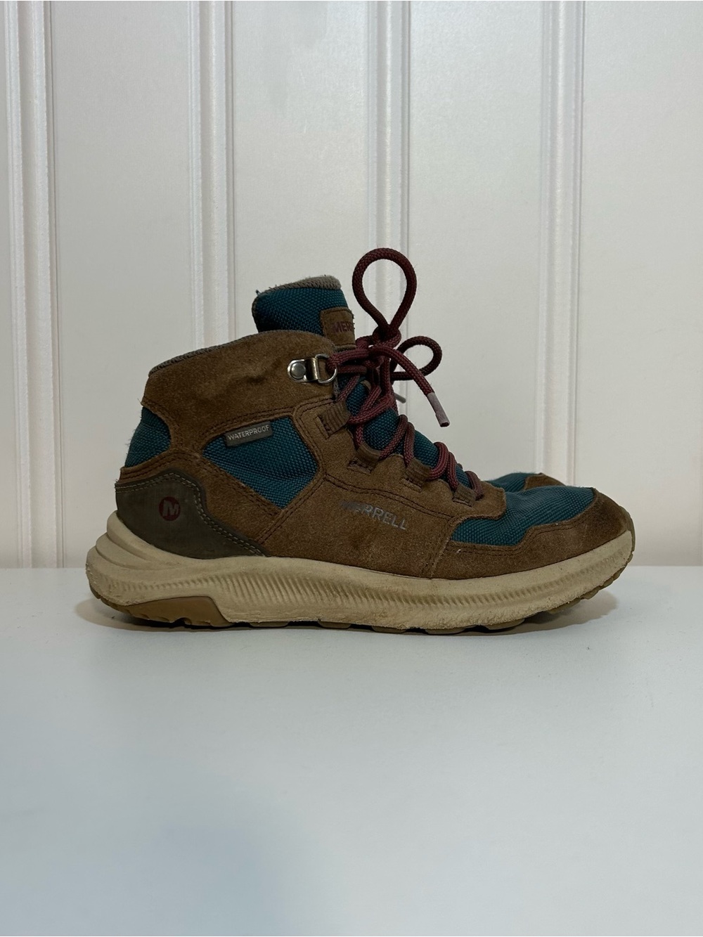 Merrell Ontario 85 waterproof Brown Teal Waterproof hiking Trail boot kids 3